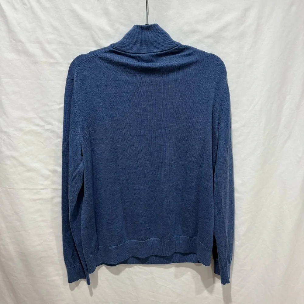 Banana Republic 100%‎ Merino Wool Quarter-Zip Sweater Blue Large Layering